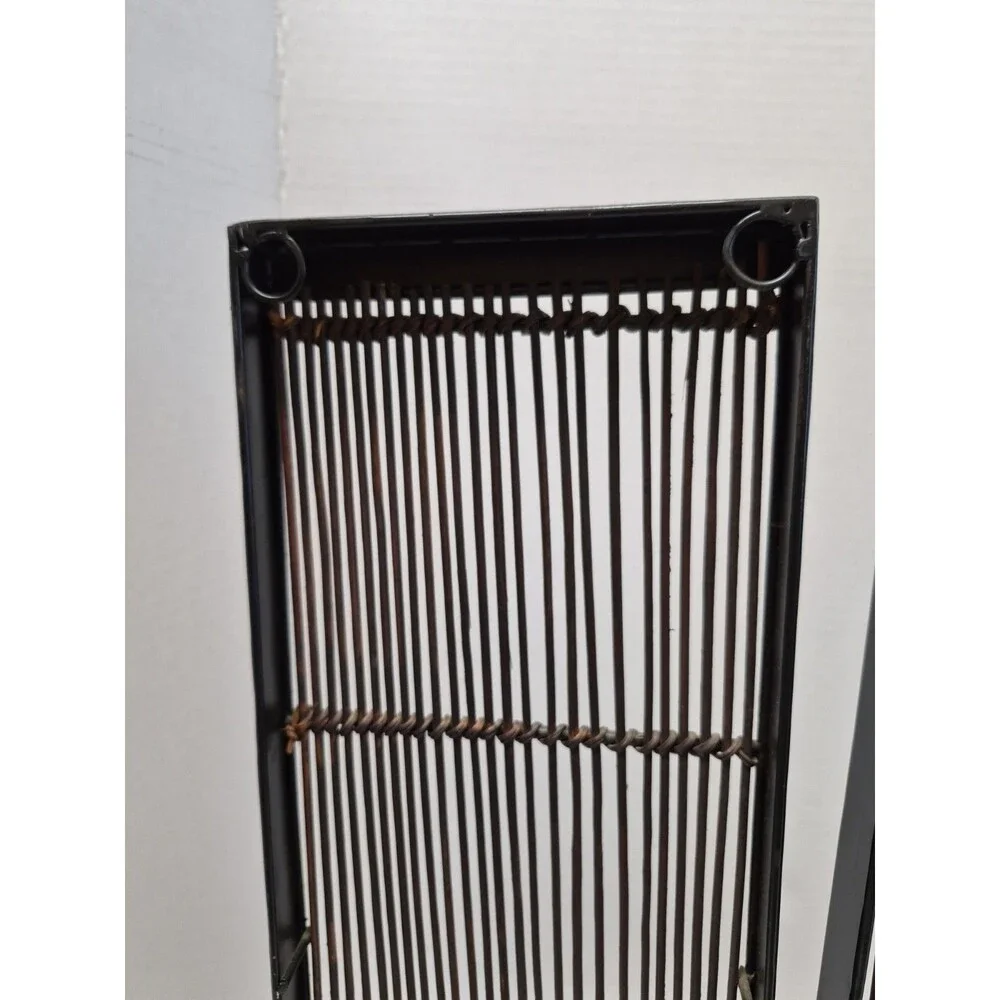 Set Of 2 Vintage Black Bamboo Wall Sconces Shelves Boho MCM Tokyo 6x18